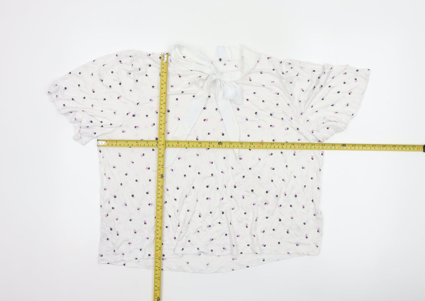 Marks and Spencer Ivory Polka Dot Bow Neck Women’s Blouse Size 20