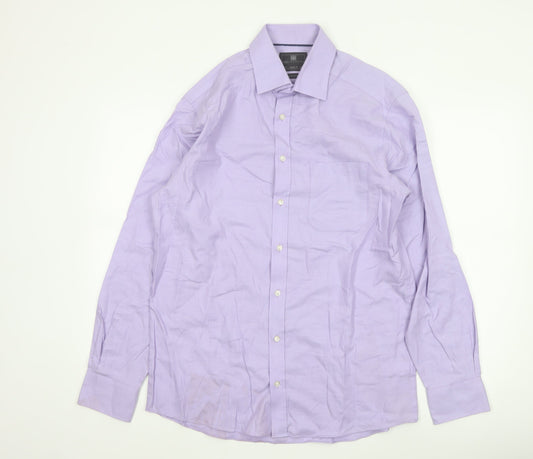Marks and Spencer Men's Lilac Regular Fit Cotton Dress Shirt 15.5in