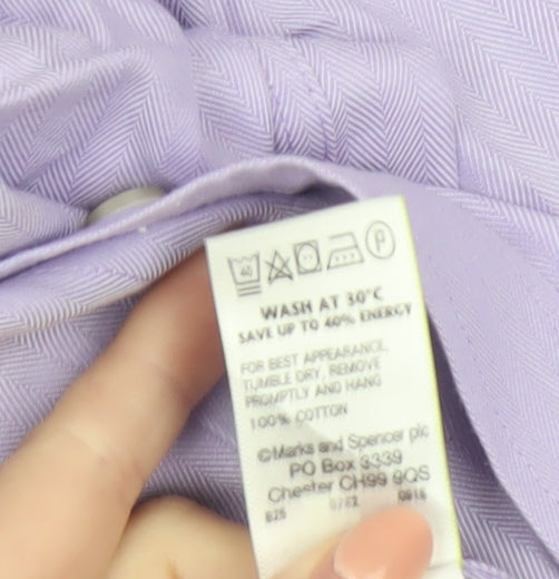 Marks and Spencer Men's Lilac Regular Fit Cotton Dress Shirt 15.5in