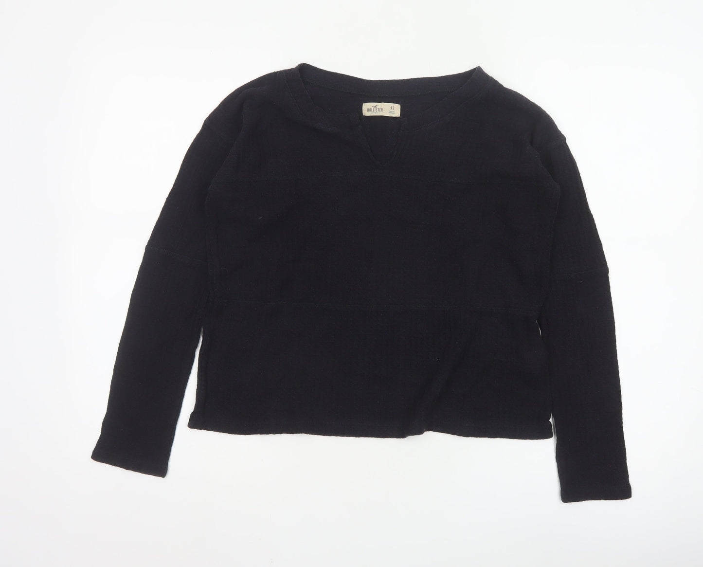 Hollister Womens Black V-Neck Long Sleeve Basic Knit Top XS