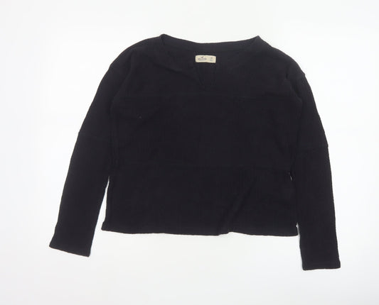 Hollister Womens Black V-Neck Long Sleeve Basic Knit Top XS