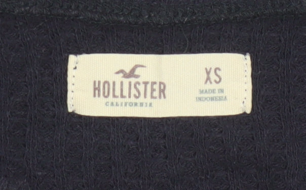 Hollister Womens Black V-Neck Long Sleeve Basic Knit Top XS