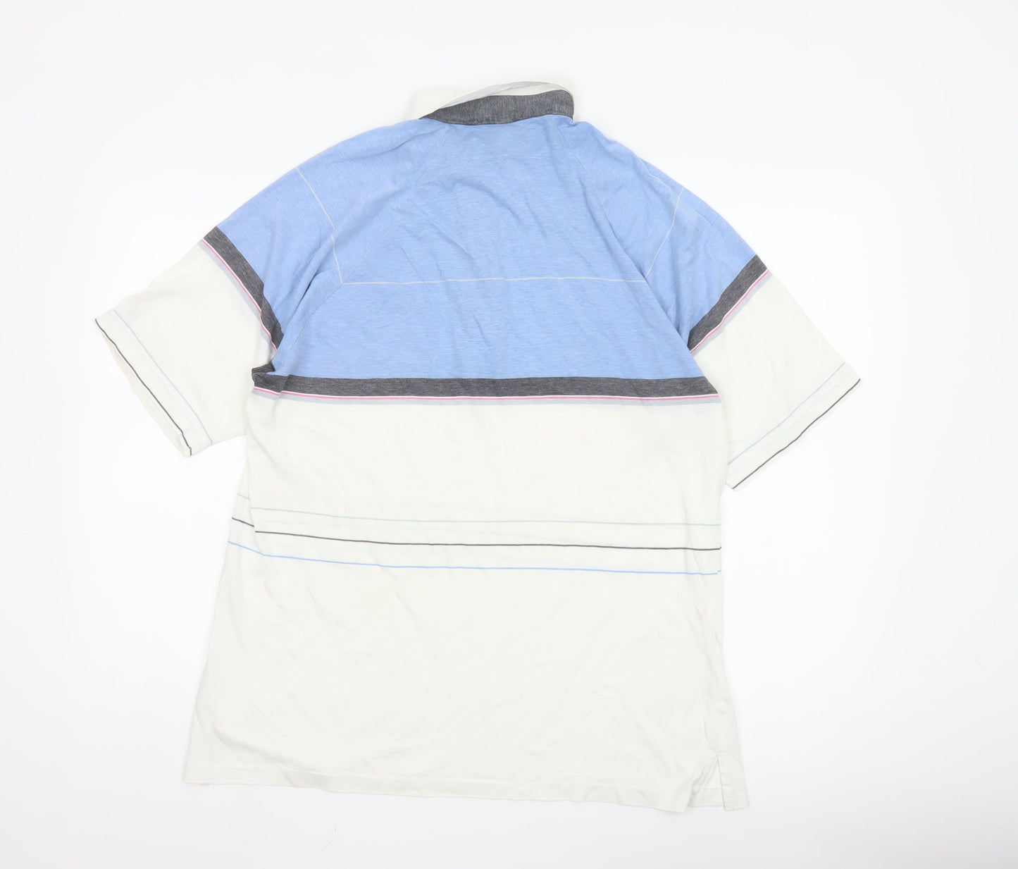 Grand Slam by Munsingwear Men's Blue White Striped Polo Shirt L Classic Fit