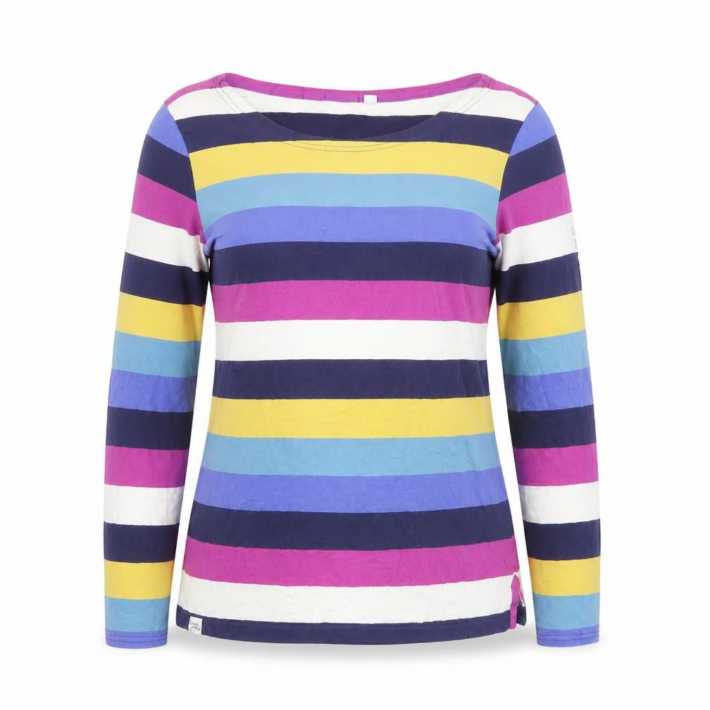 Lazy Jacks Womens Multicoloured Striped Long Sleeve Cotton T-Shirt Size 14