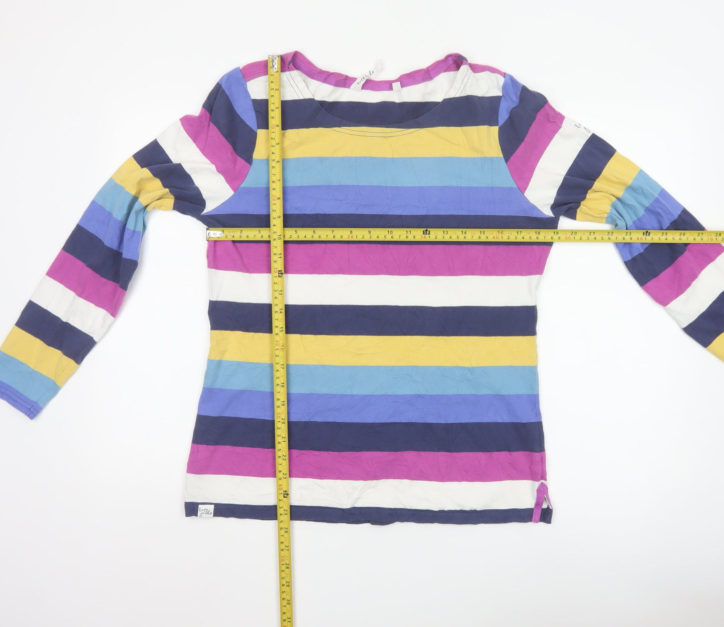 Lazy Jacks Womens Multicoloured Striped Long Sleeve Cotton T-Shirt Size 14