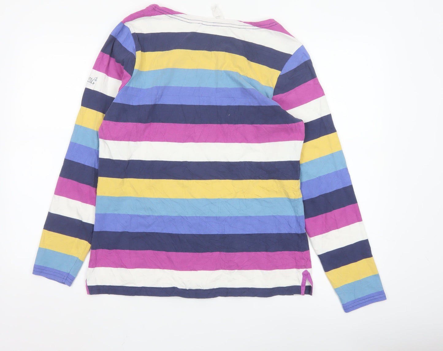 Lazy Jacks Womens Multicoloured Striped Long Sleeve Cotton T-Shirt Size 14
