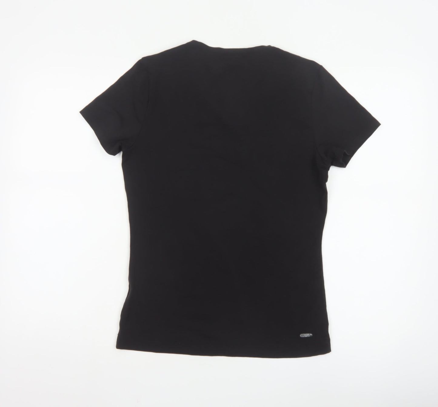 Puma Womens Black V-Neck Slim Fit Polyester T-Shirt Size 14