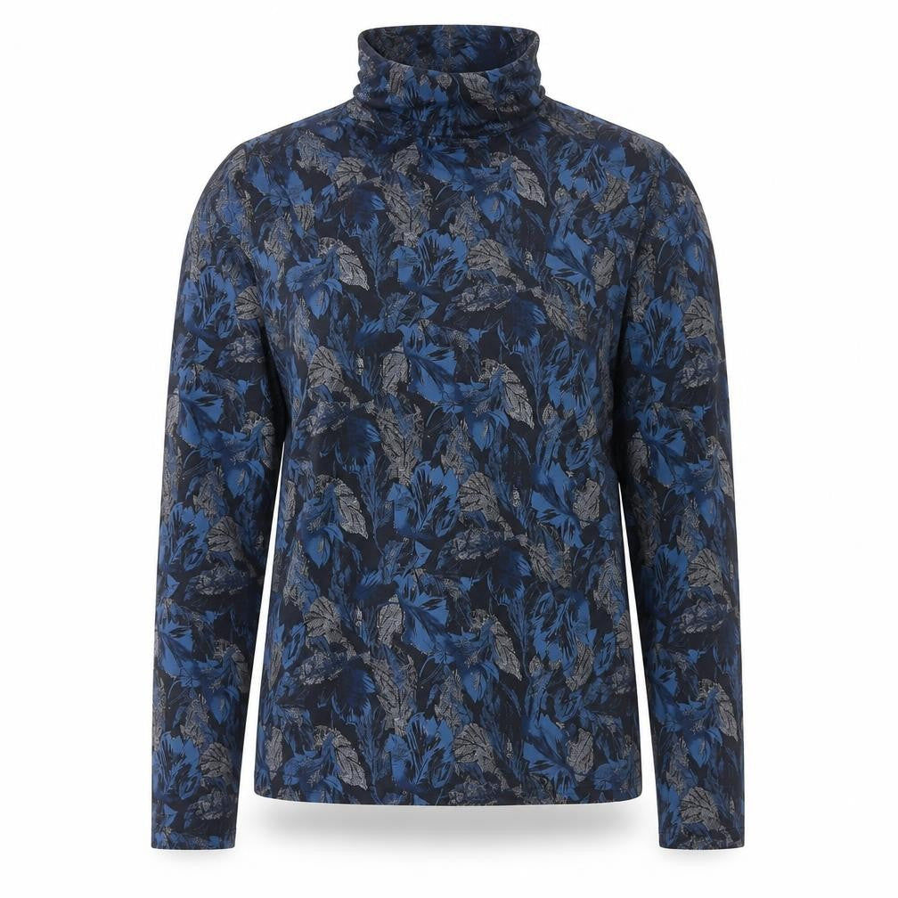 Marks & Spencer Women Blue Floral Roll Neck Long Sleeve Top Size 14