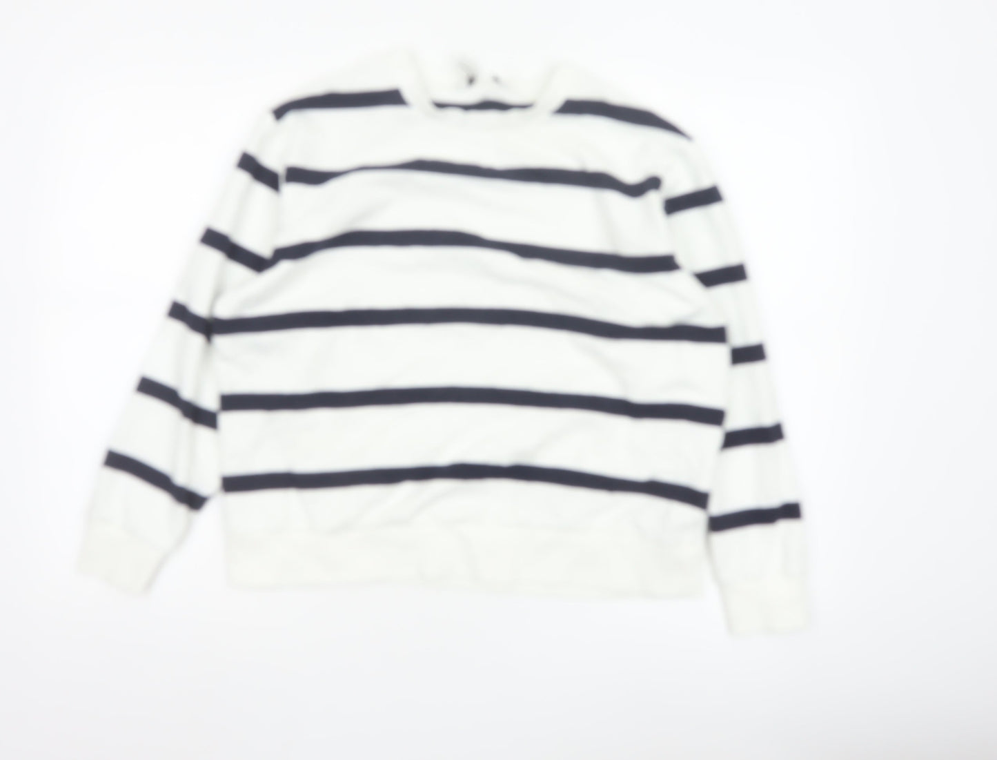 Marks and Spencer Women’s White Mix Striped Pullover Sweatshirt Medium