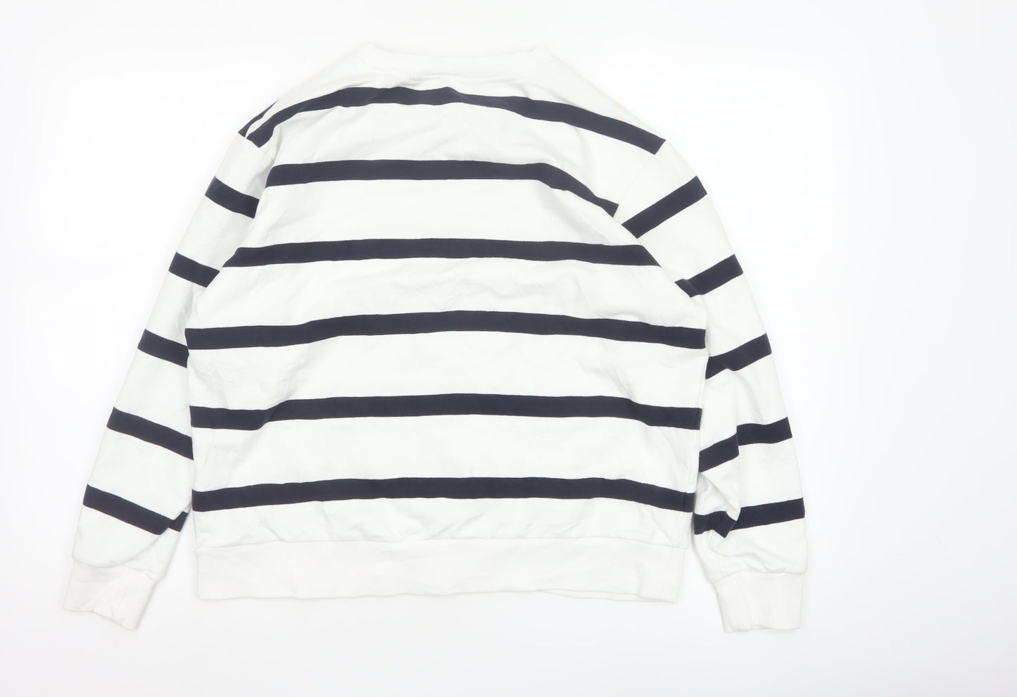 Marks and Spencer Women’s White Mix Striped Pullover Sweatshirt Medium
