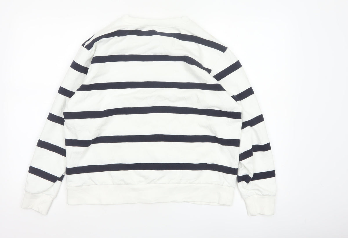 Marks & Spencer Women’s White Mix Striped Pullover Sweatshirt Medium