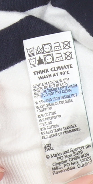 Marks and Spencer Women’s White Mix Striped Pullover Sweatshirt Medium