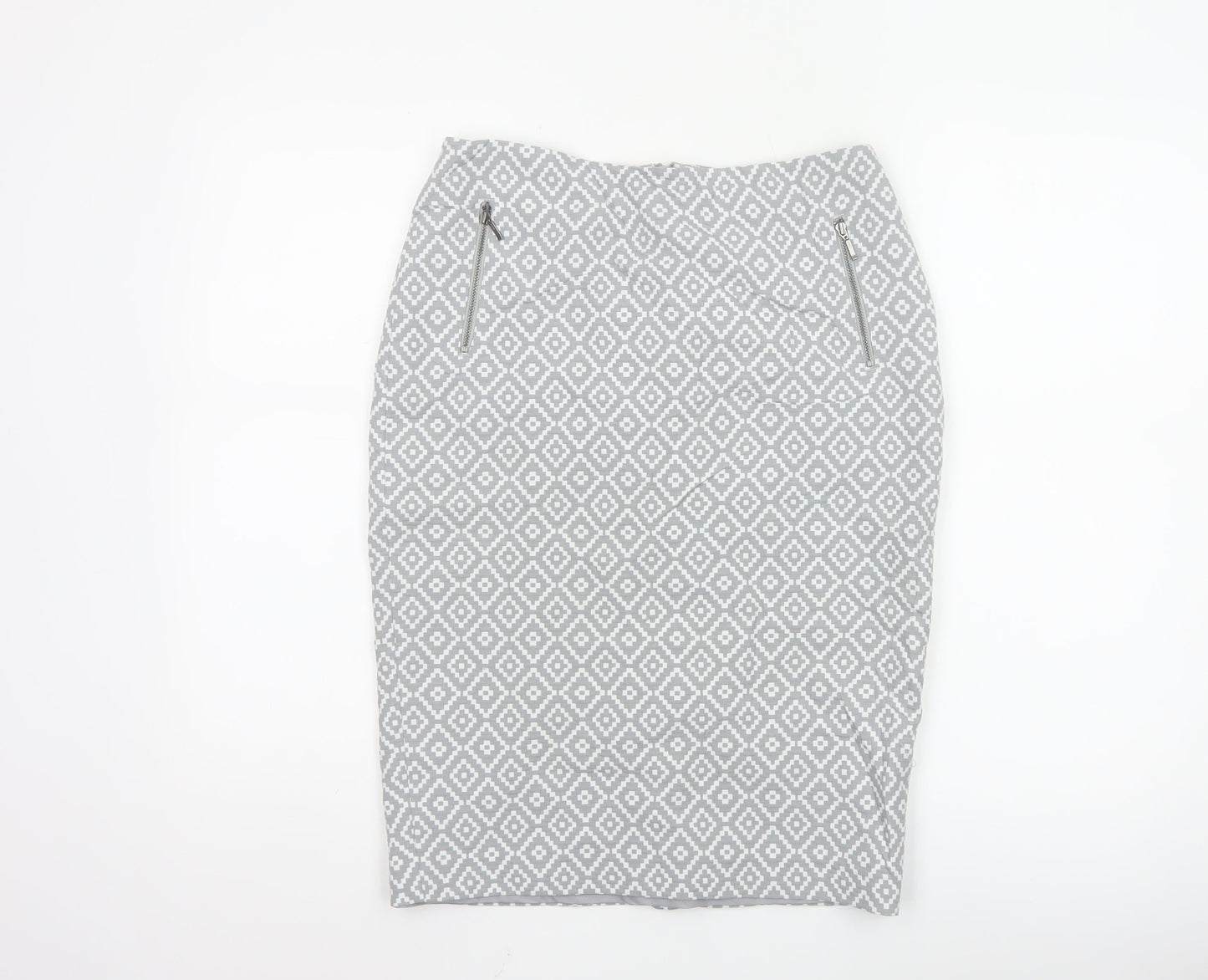 Marks and Spencer Women’s Grey Geometric Pencil Skirt Size 10