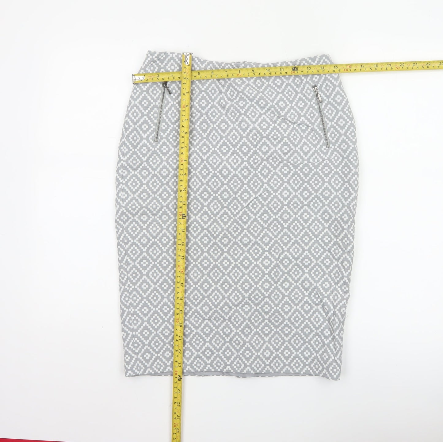 Marks and Spencer Women’s Grey Geometric Pencil Skirt Size 10