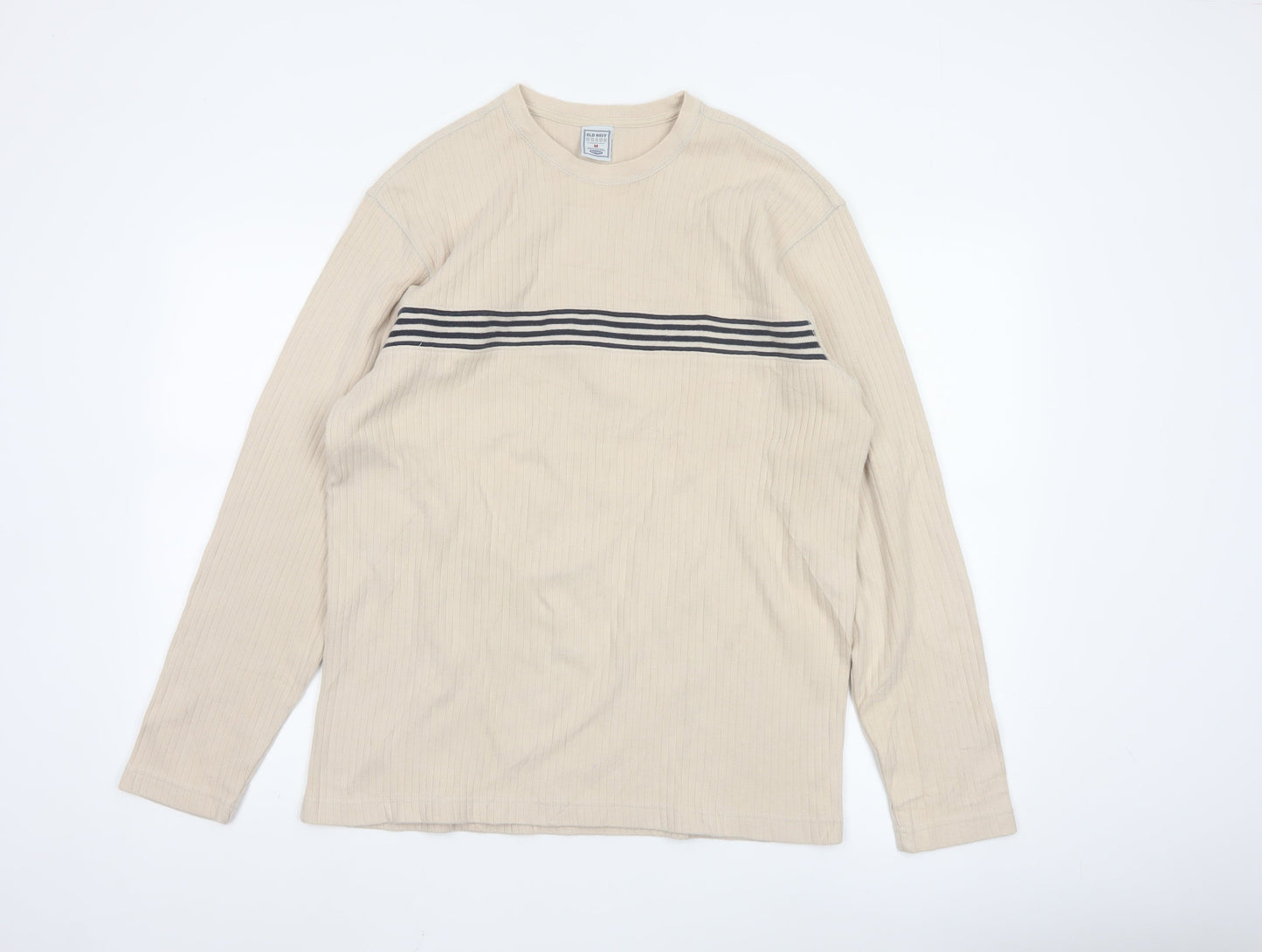 Old Navy Men's Beige Long Sleeve Crew Neck Casual Top Size M