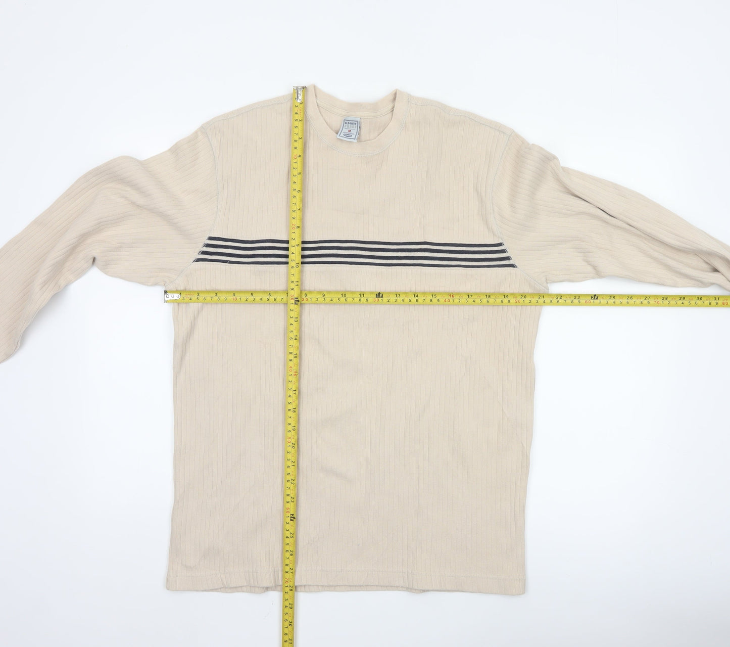 Old Navy Men's Beige Long Sleeve Crew Neck Casual Top Size M