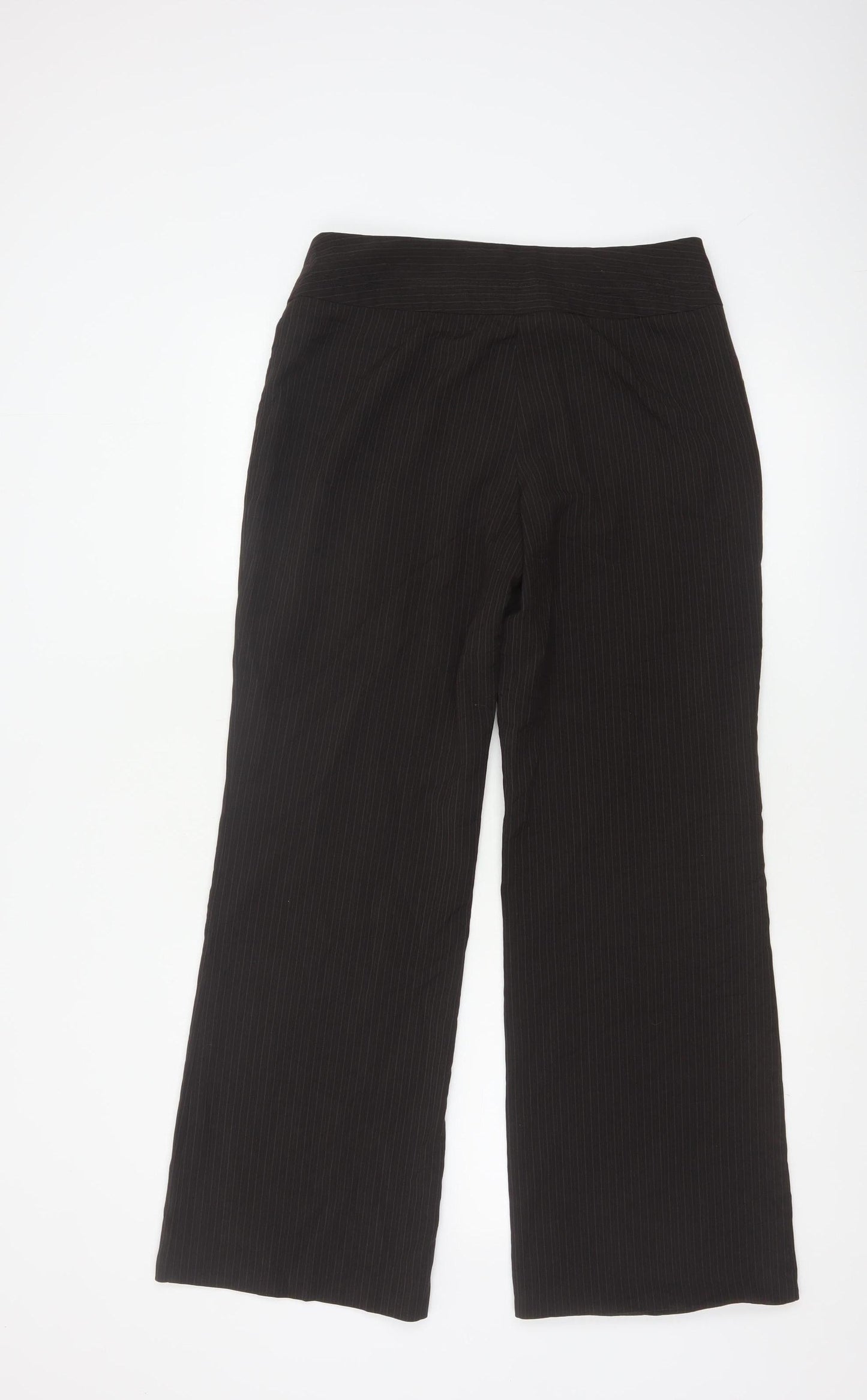Marks and Spencer Womens Black Pinstripe Wide-Leg Trousers Size 10