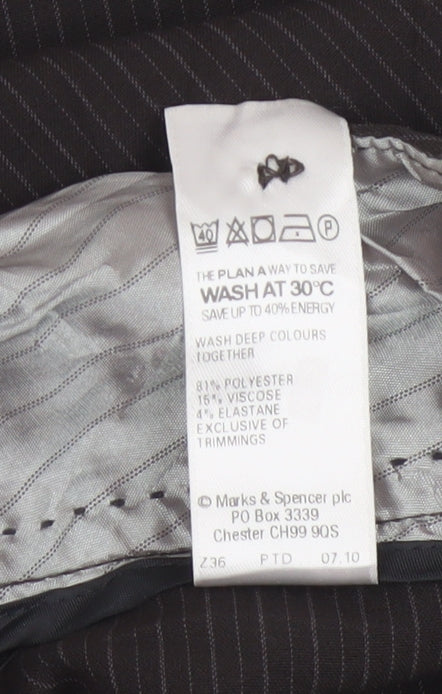 Marks and Spencer Womens Black Pinstripe Wide-Leg Trousers Size 10