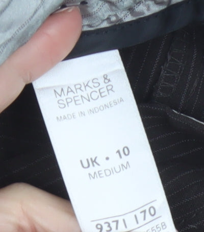 Marks and Spencer Womens Black Pinstripe Wide-Leg Trousers Size 10
