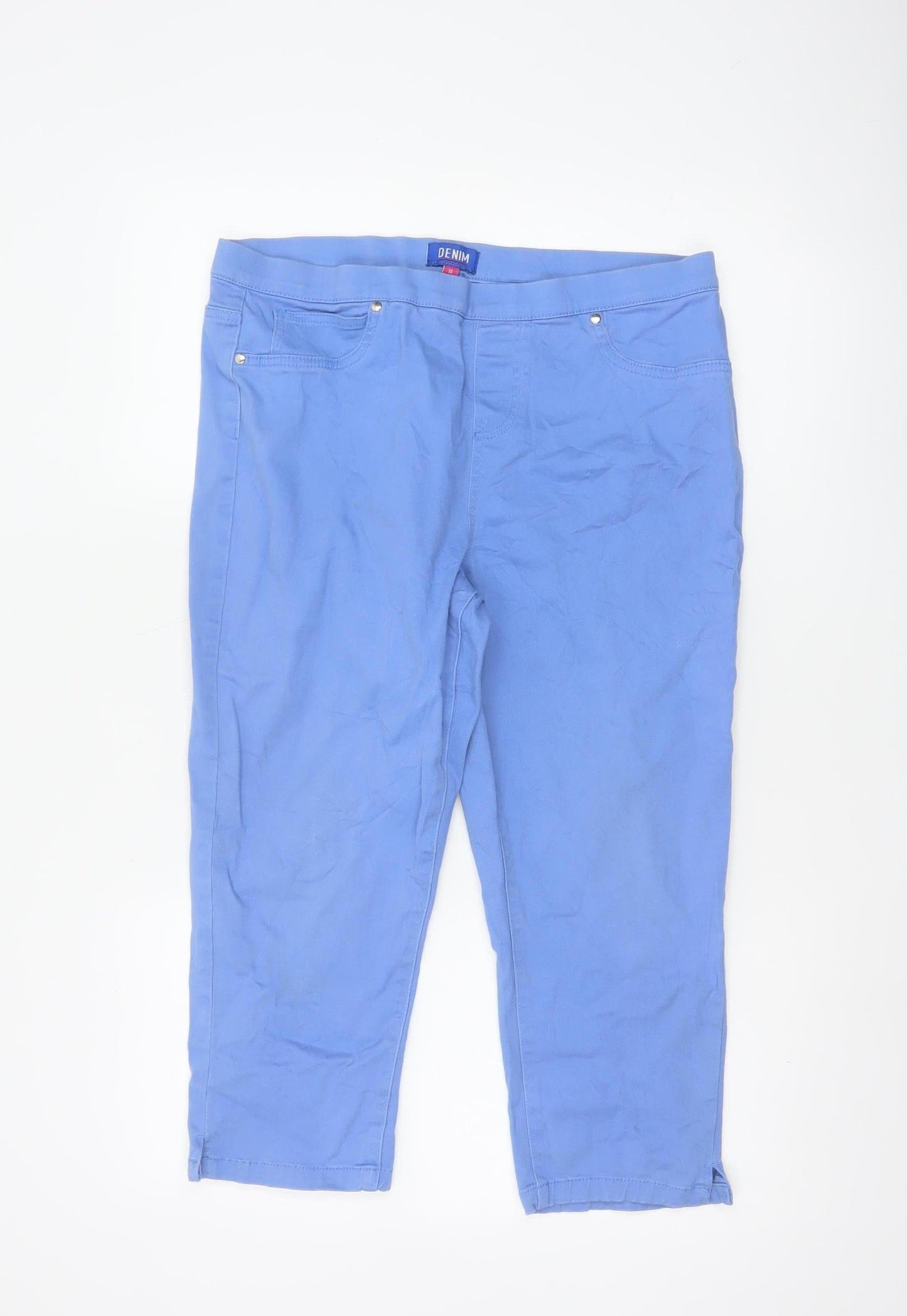 Intuition Women’s Blue Cropped Denim Stretch Trousers Size 14