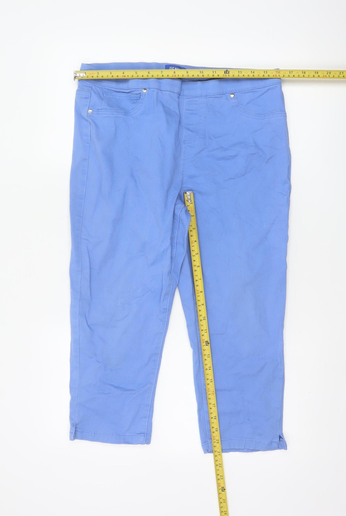 Intuition Women’s Blue Cropped Denim Stretch Trousers Size 14