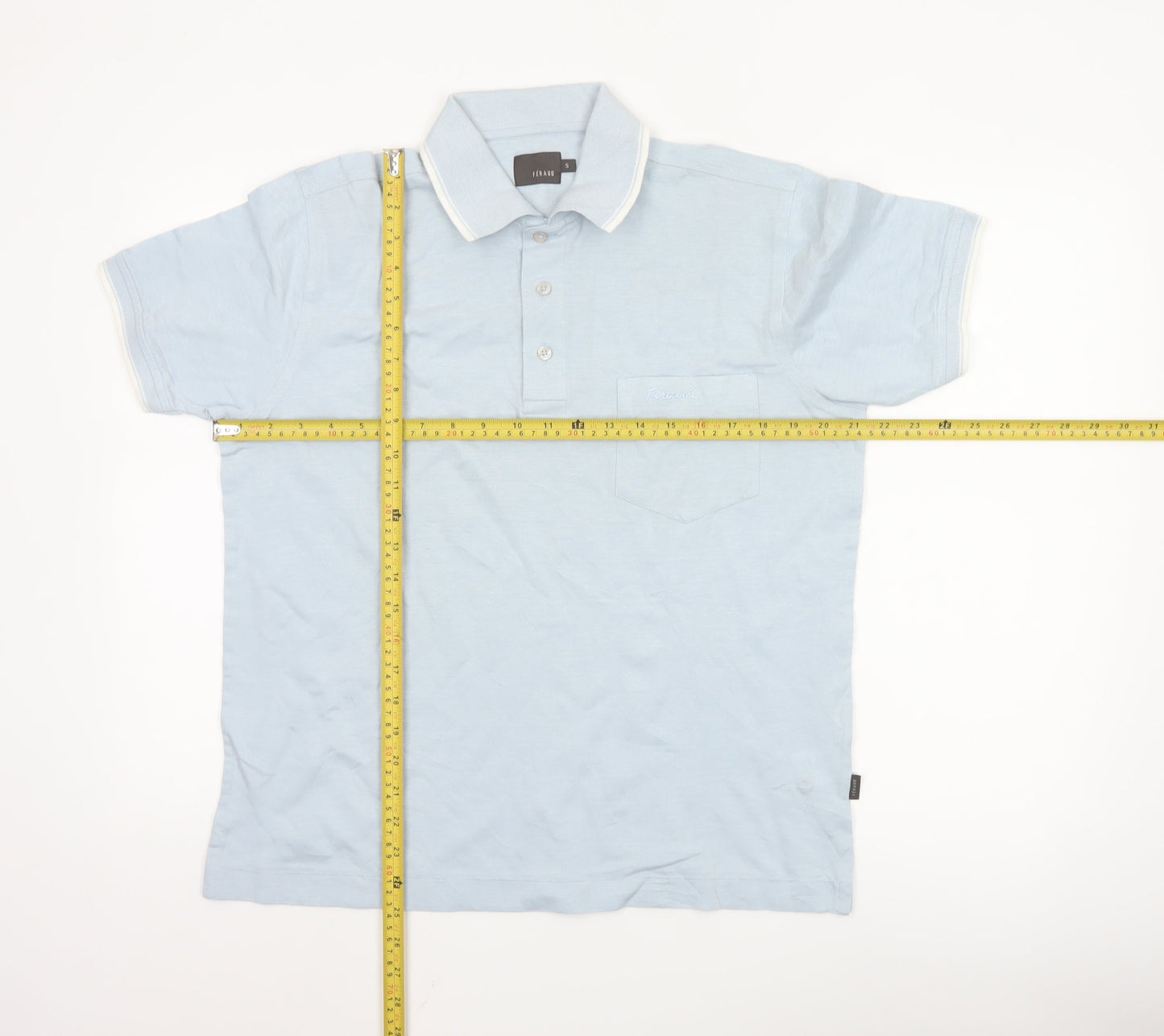 Féraud Men's Blue Short Sleeve Cotton Polo Shirt Size S