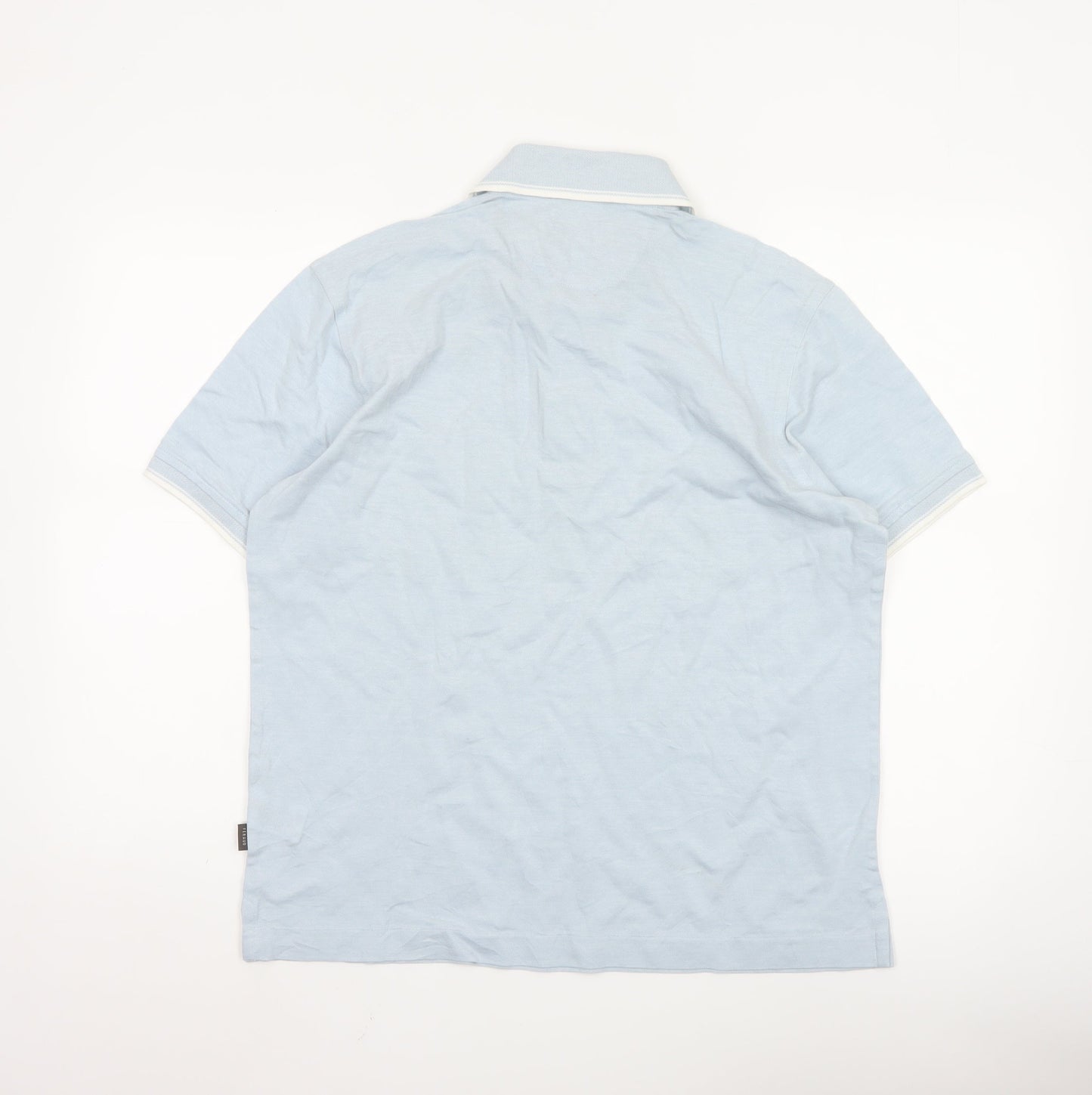 Féraud Men's Blue Short Sleeve Cotton Polo Shirt Size S