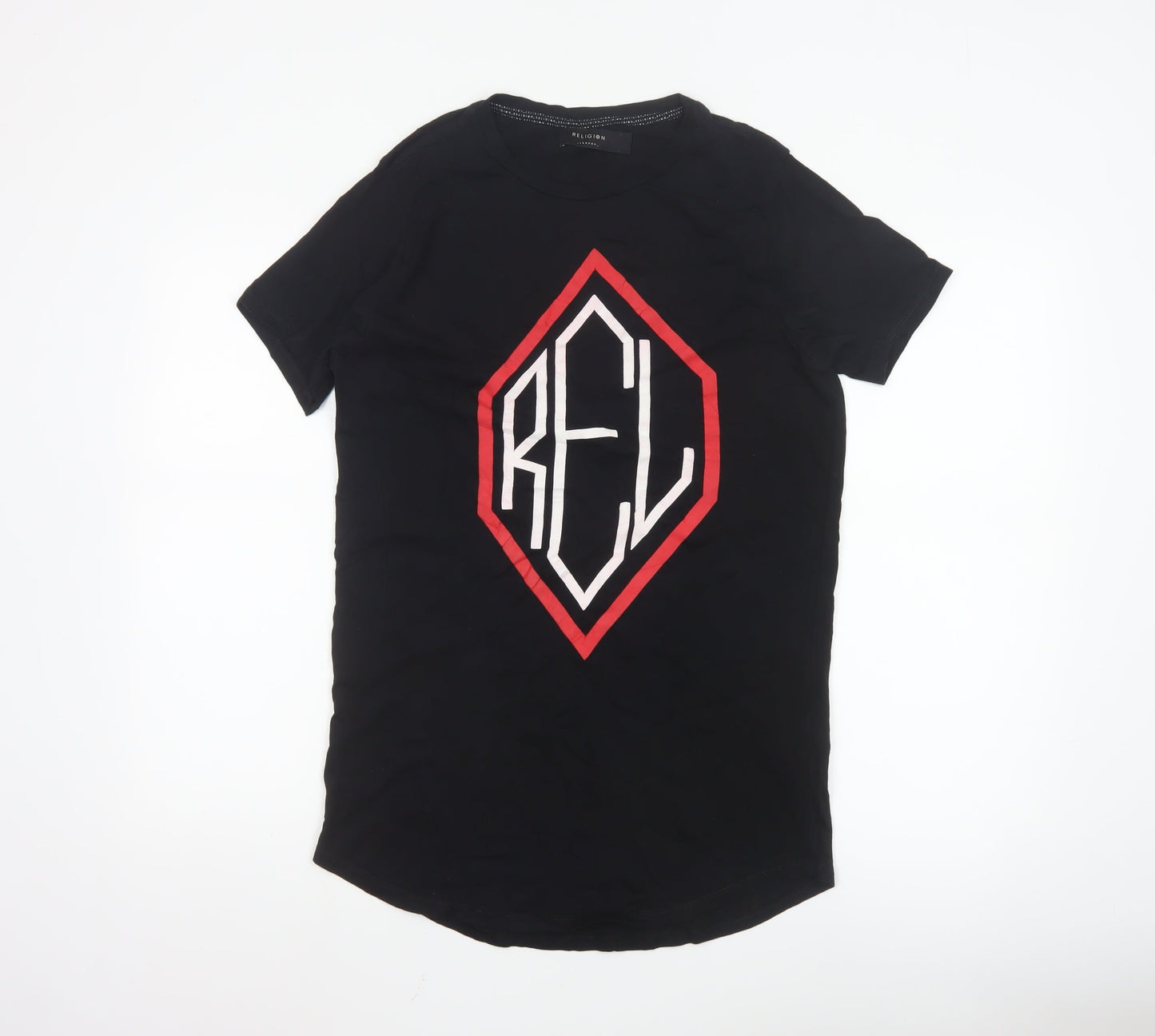 Religion London Men's Black Graphic Print Cotton T-Shirt Size S