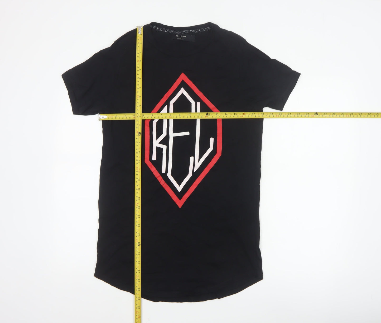 Religion London Men's Black Graphic Print Cotton T-Shirt Size S