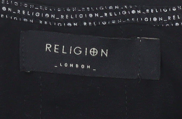 Religion London Men's Black Graphic Print Cotton T-Shirt Size S