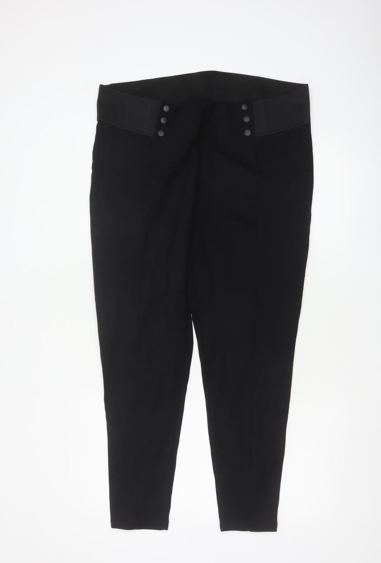 Marks and Spencer Womens Black Size 22 High Rise Stretch Tapered Trousers