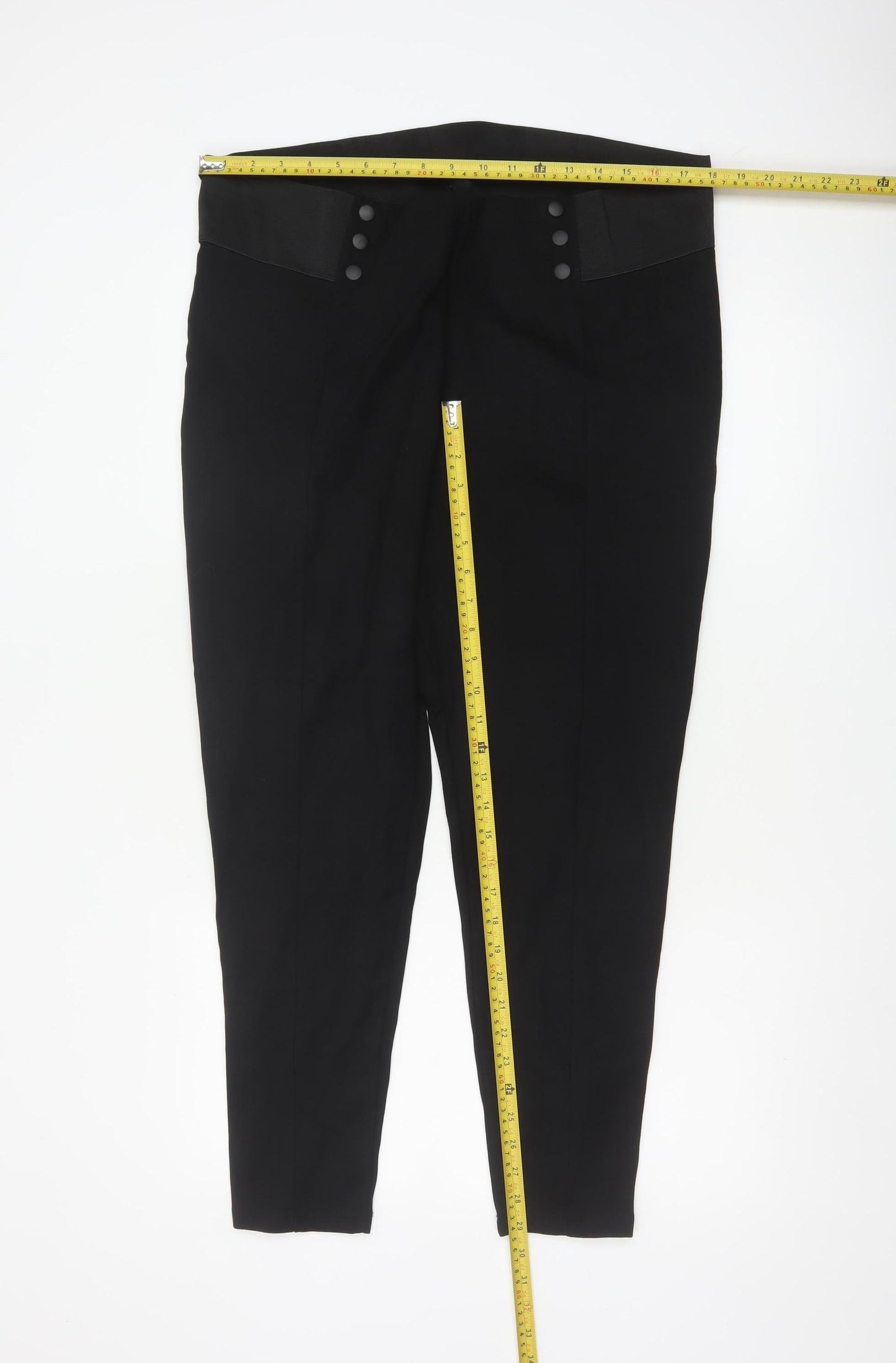 Marks and Spencer Womens Black Size 22 High Rise Stretch Tapered Trousers