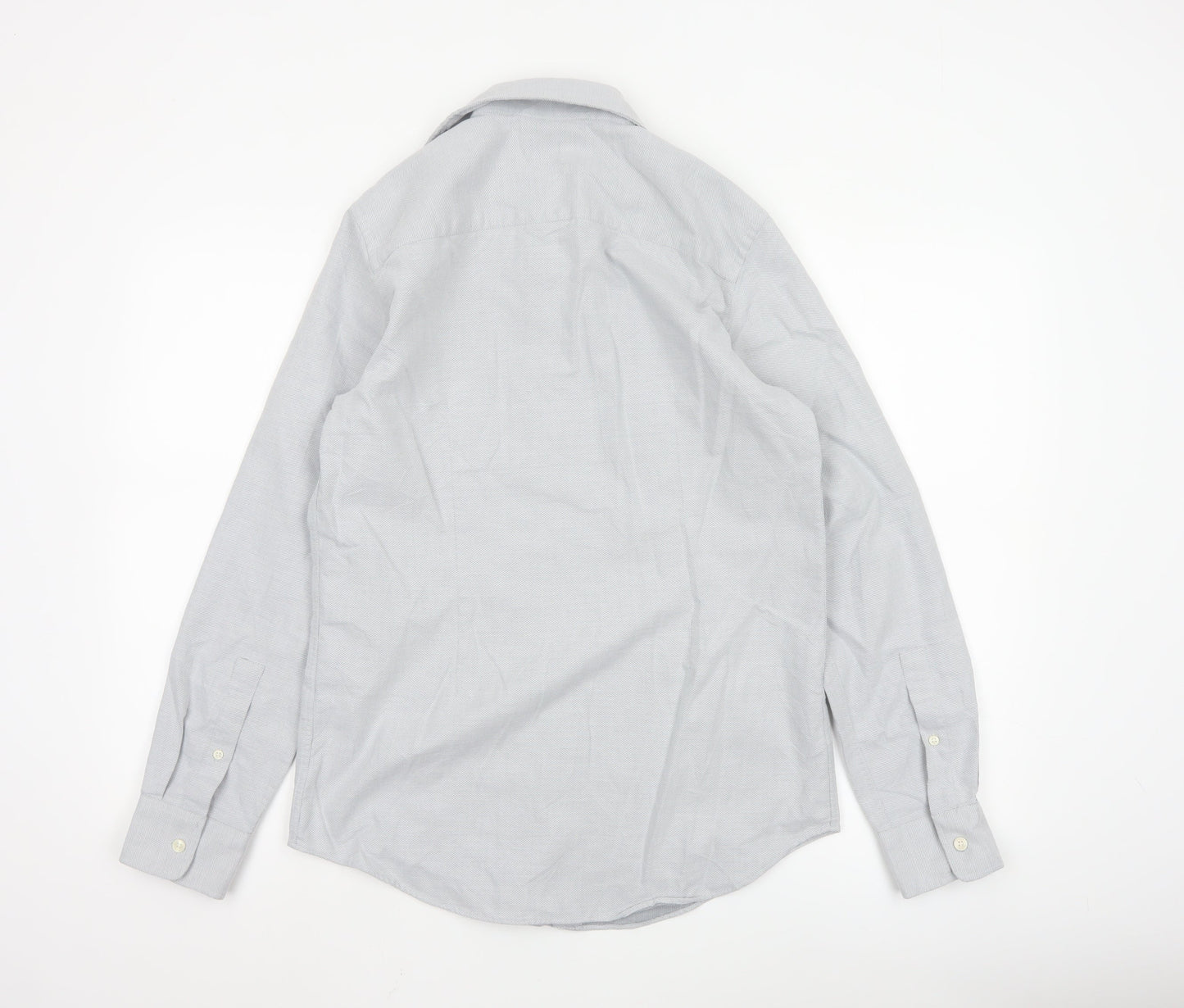 Zara Mens Grey Slim Fit Long Sleeve Button-Up Shirt Size M