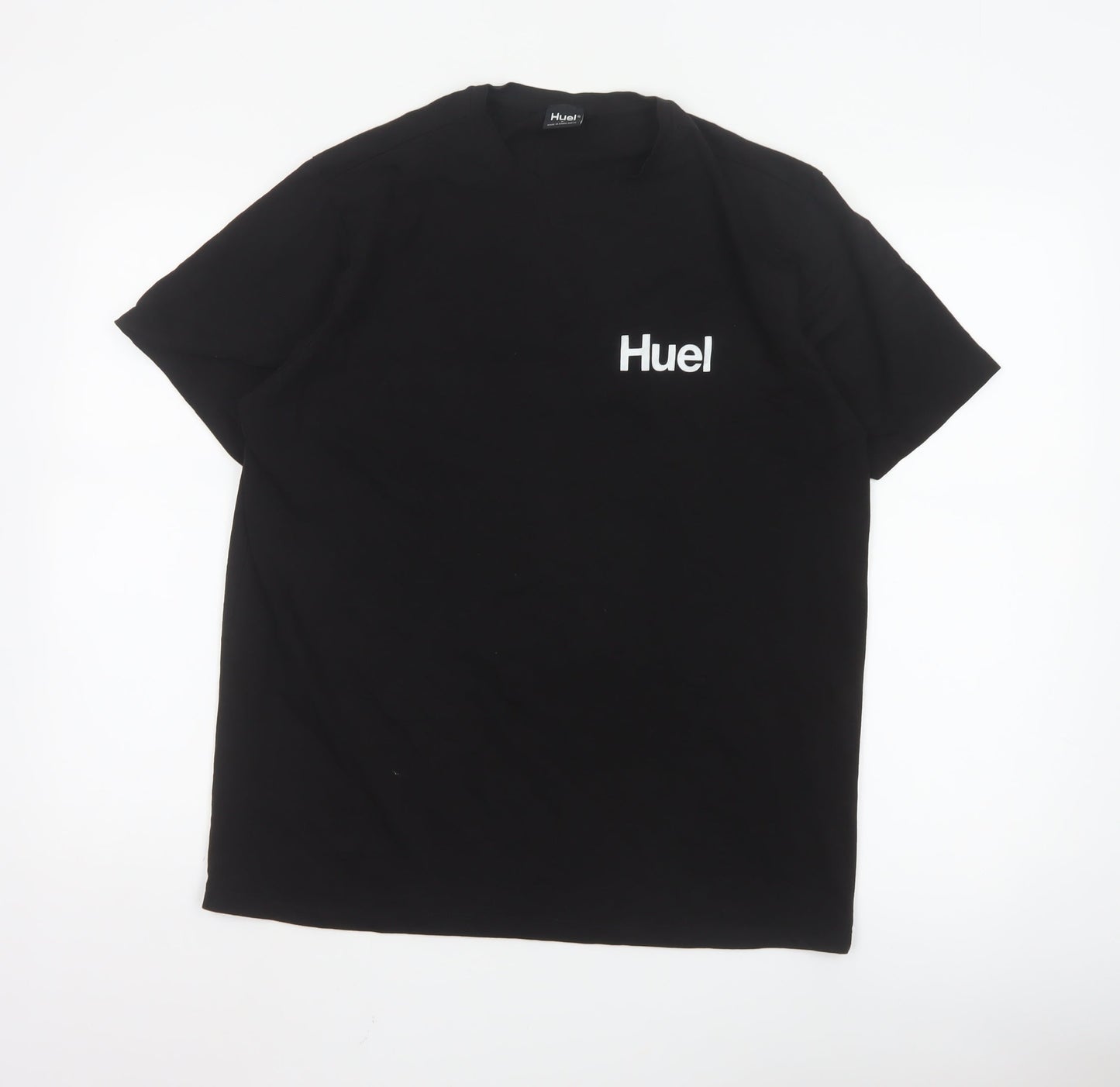 Huel Men's Black Crew Neck Cotton T-Shirt Size L