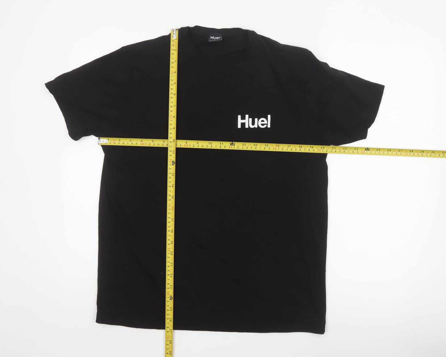 Huel Men's Black Crew Neck Cotton T-Shirt Size L