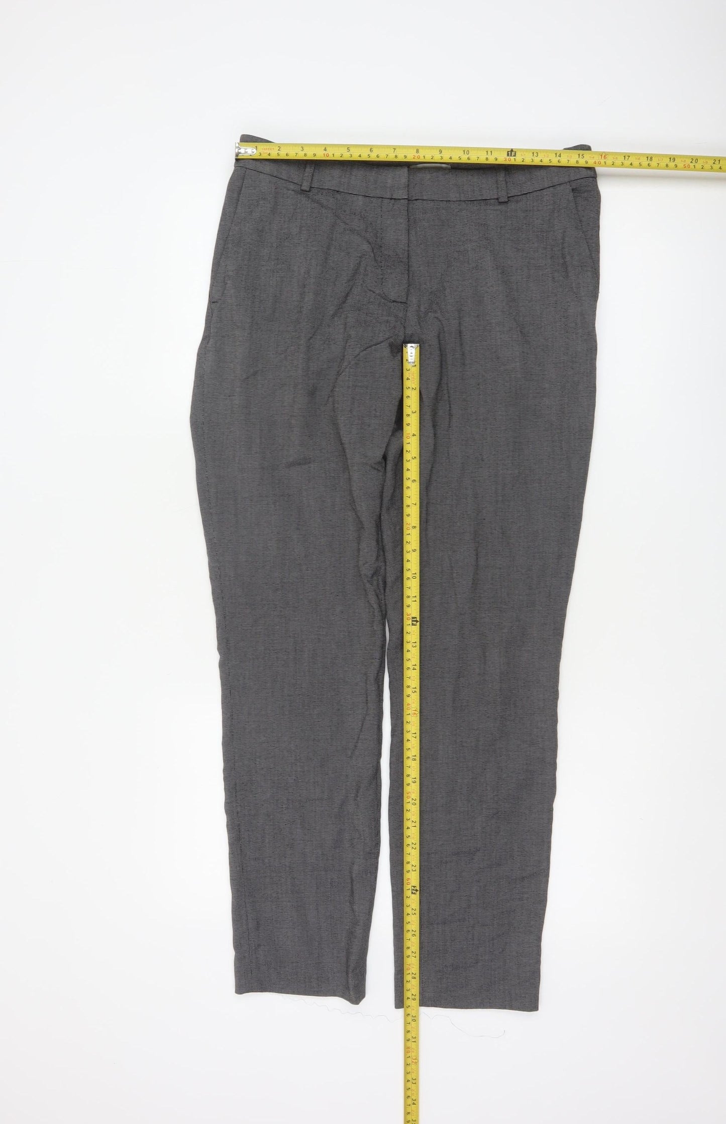 H&M Women’s Grey Stretch Work Trousers Size 12 Straight Leg