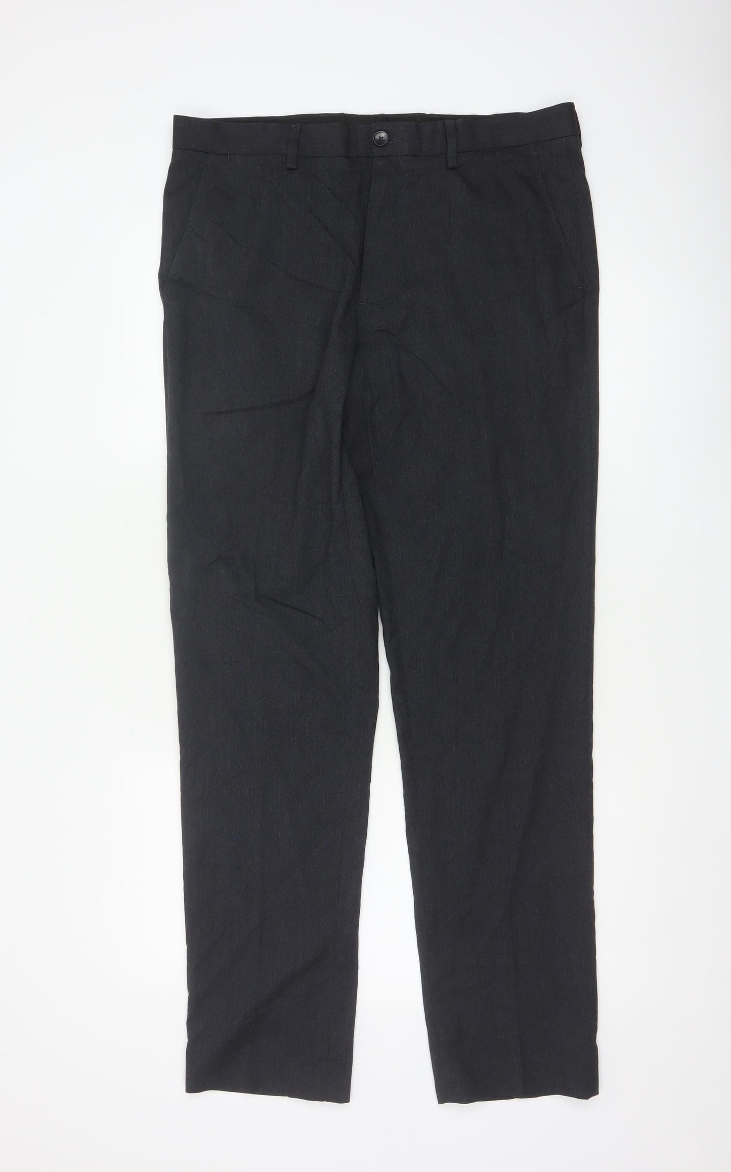 Marks and Spencer Men's Black Slim Fit Trousers 34x33 Business Work Pants