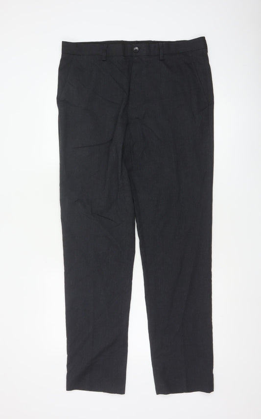 Marks and Spencer Men's Black Slim Fit Trousers 34x33 Business Work Pants