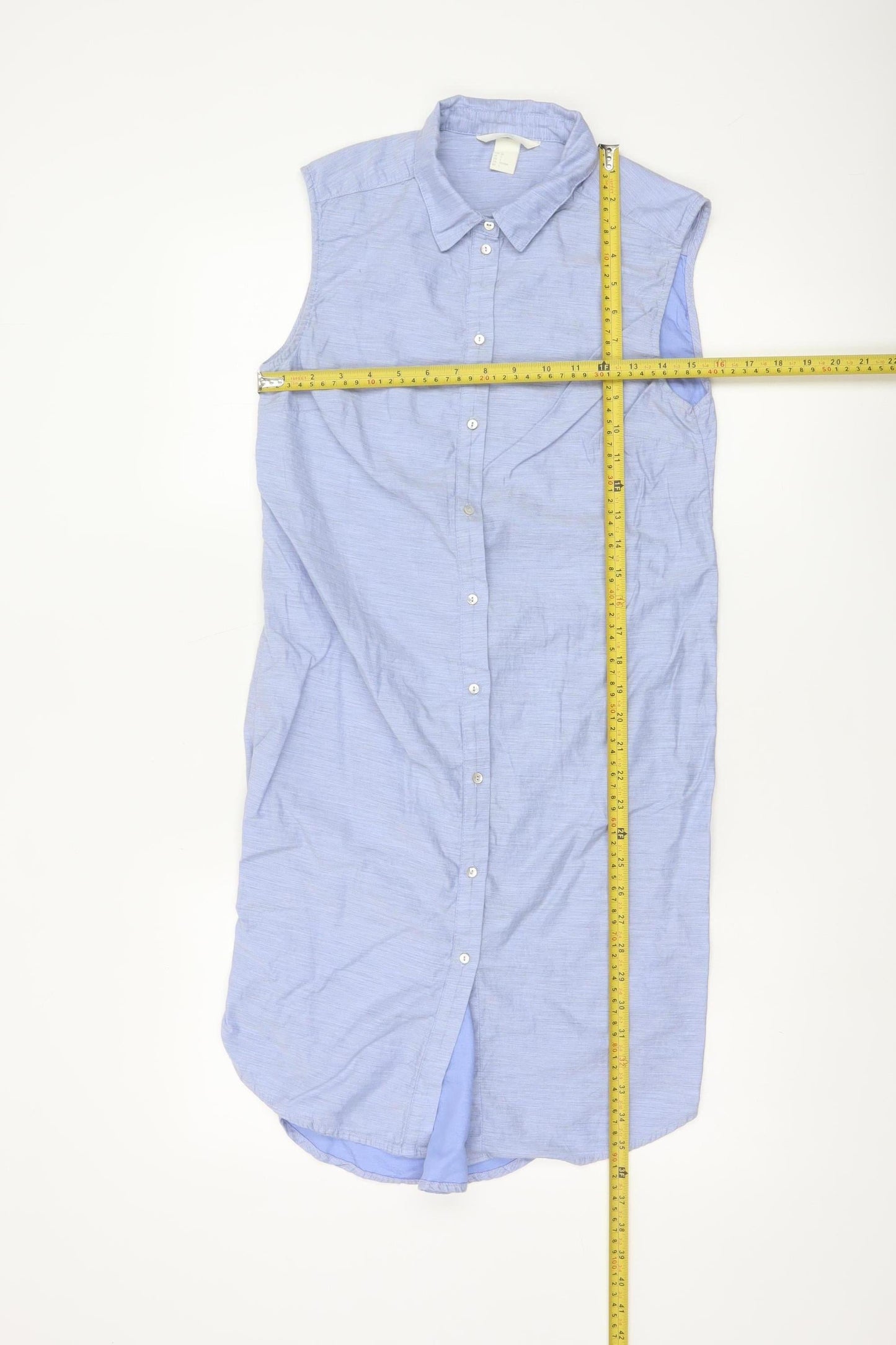 H&M Women Blue Cotton Sleeveless Shirt Dress Size 8