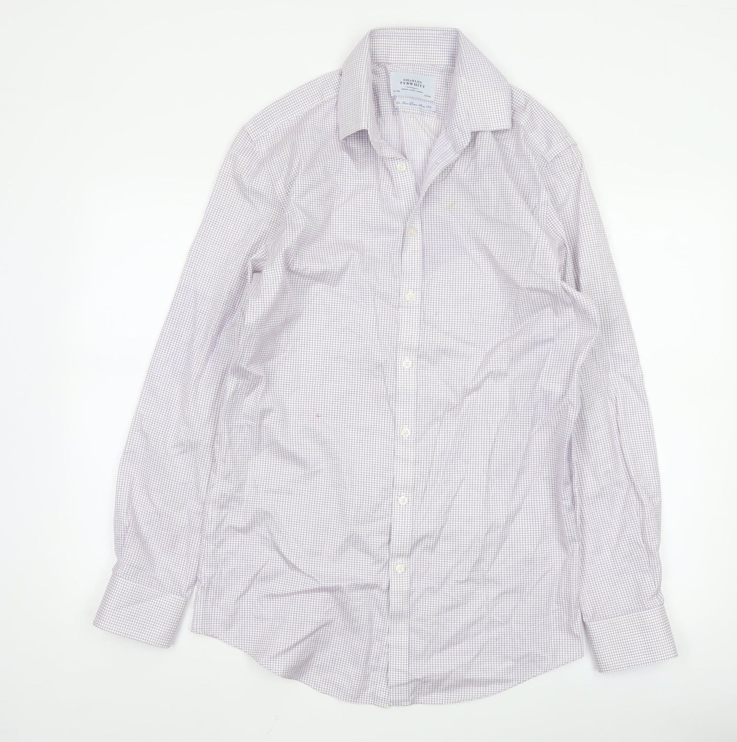 Charles Tyrwhitt Men's Purple Check Non-Iron Extra Slim Fit Shirt 15.5in