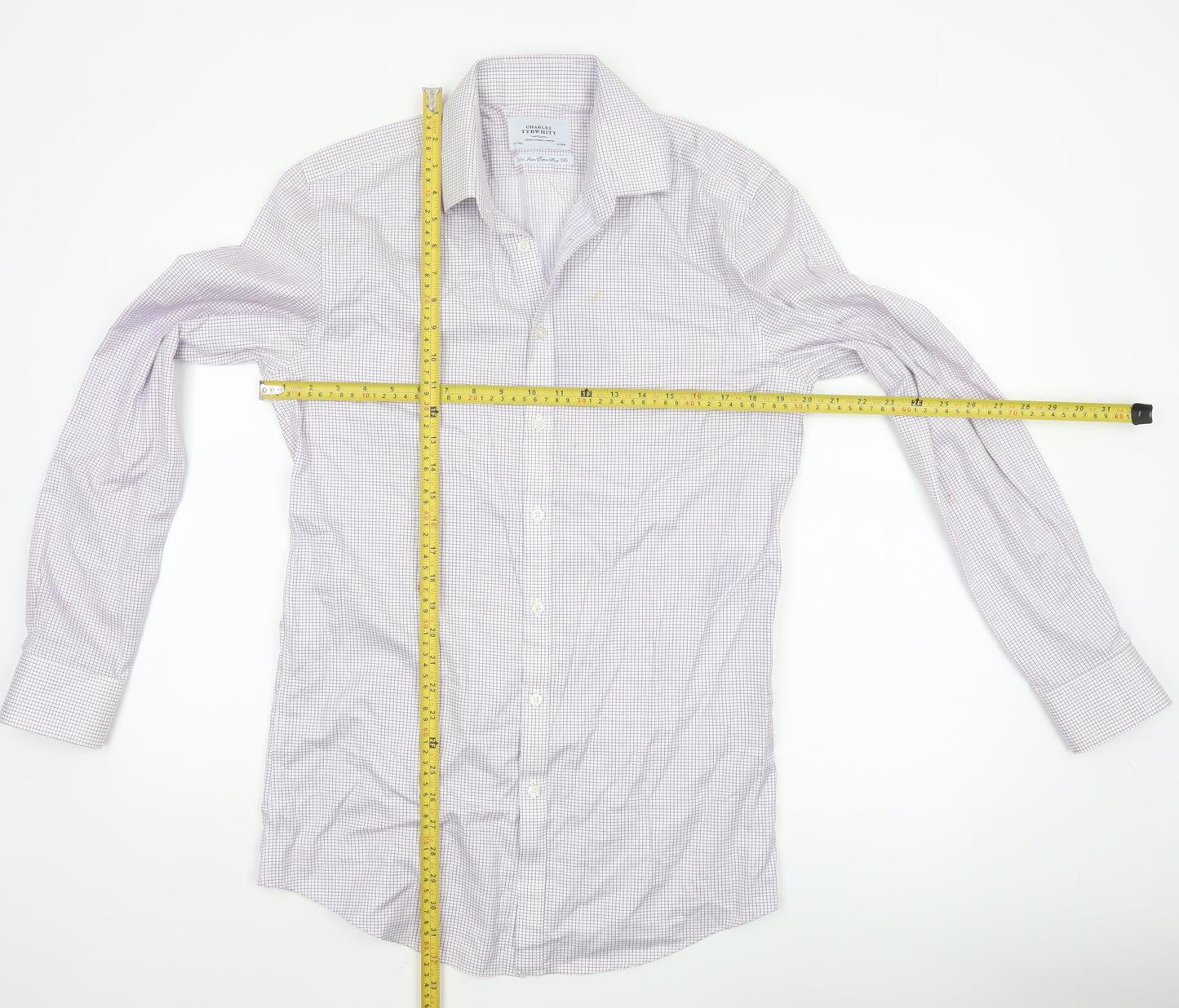 Charles Tyrwhitt Men's Purple Check Non-Iron Extra Slim Fit Shirt 15.5in