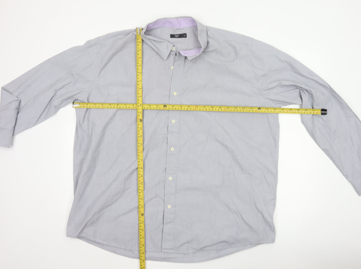 Cotton Traders Men’s Grey 19 Regular Fit Long Sleeve Button-Up Shirt