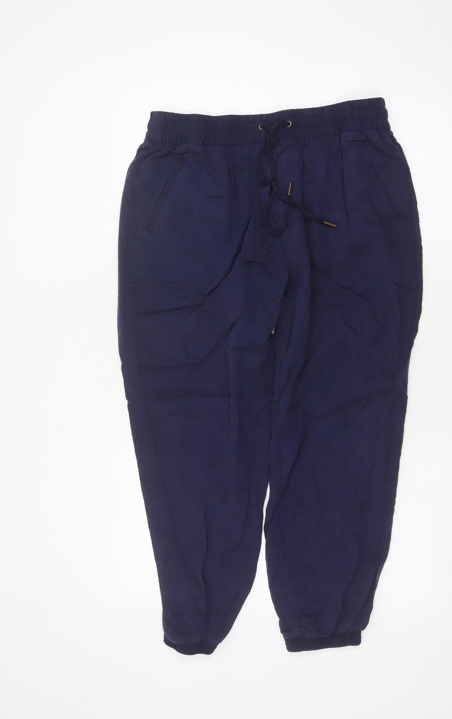 Fat Face Women's Navy Lyocell Jogger Trousers Size 14