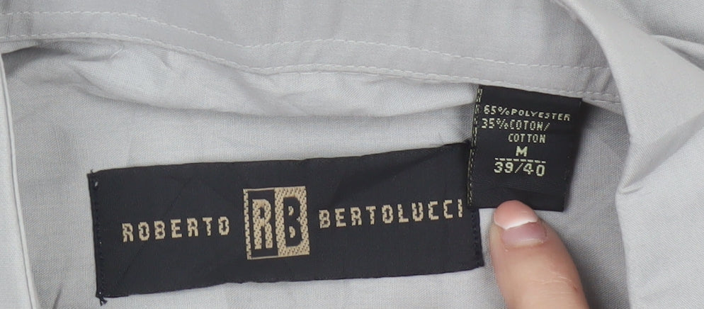 Roberto Bertolucci Men's Grey Short Sleeve Button-Up Shirt M
