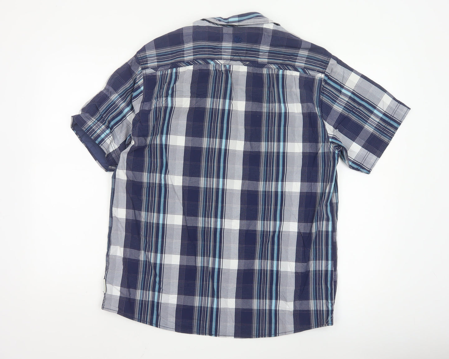 Fat Face Mens Blue Check Short Sleeve Button-Up Shirt M