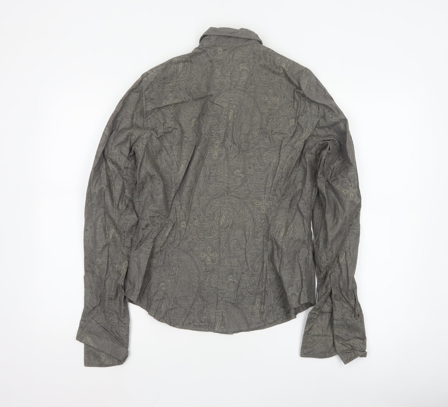 TM Lewin Women Grey Paisley Cotton Long Sleeve Button-Up Shirt Size 12