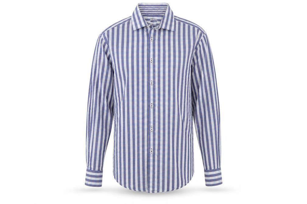 T.M.Lewin Men's Blue Check Slim Fit Cotton Long Sleeve Shirt 15.5in