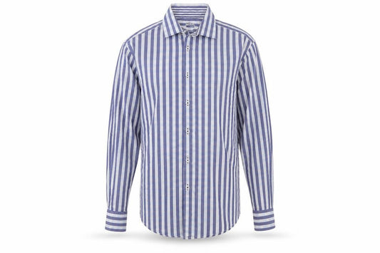 T.M.Lewin Men's Blue Check Slim Fit Cotton Long Sleeve Shirt 15.5in