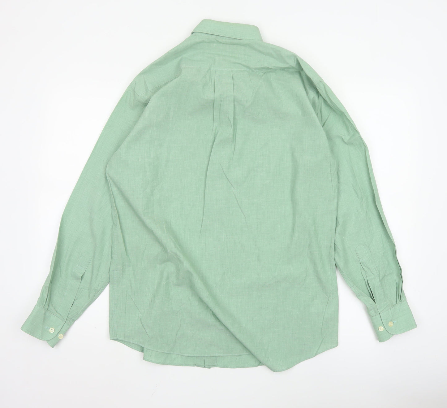 Marks and Spencer Men’s Green Button-Up Long Sleeve Classic Fit Shirt Size 15 38cm