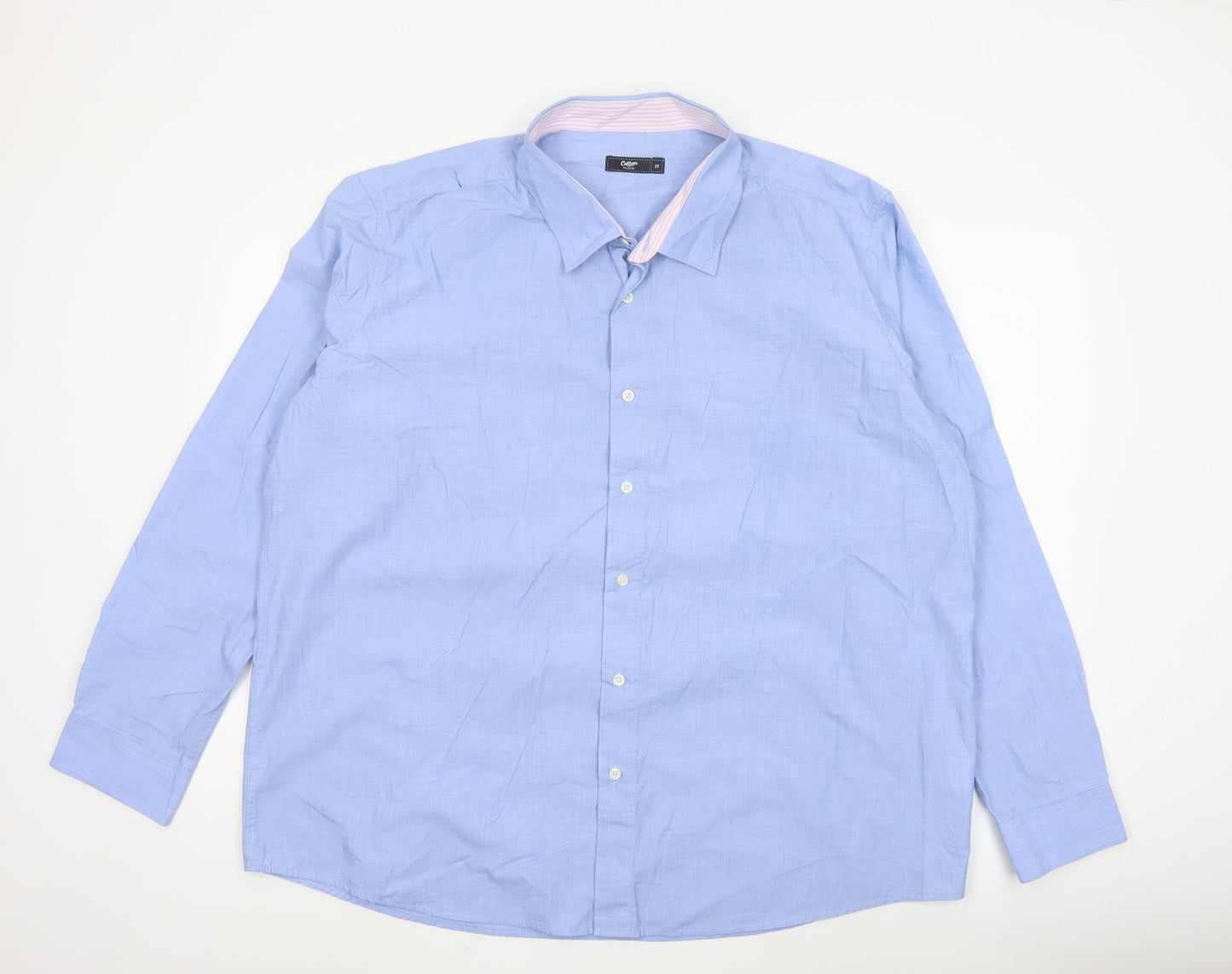 Cotton Traders Men's Blue Long Sleeve Button-Up Shirt Size 19 Regular Fit